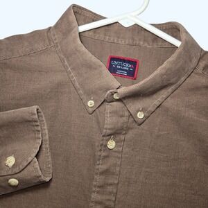 UNTUCKit Cramant Corduroy Shirt Men XXL Brown Button Down 41236 Regular Fit READ
